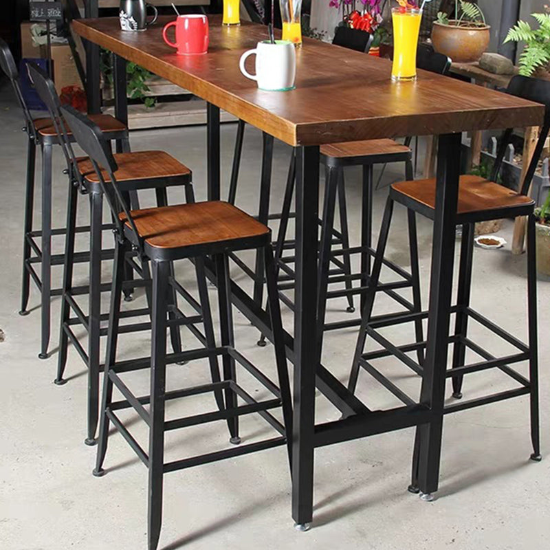 Modern Bar Dining Table Rectangle Bar Solid Wood Table in Brown Clearhalo 'Bar Furniture' 'Bar Tables' 'bar_tables' 'furn' 'furn_bar_tables' 'Furniture' 'Kitchen & Dining Furniture' 7807113