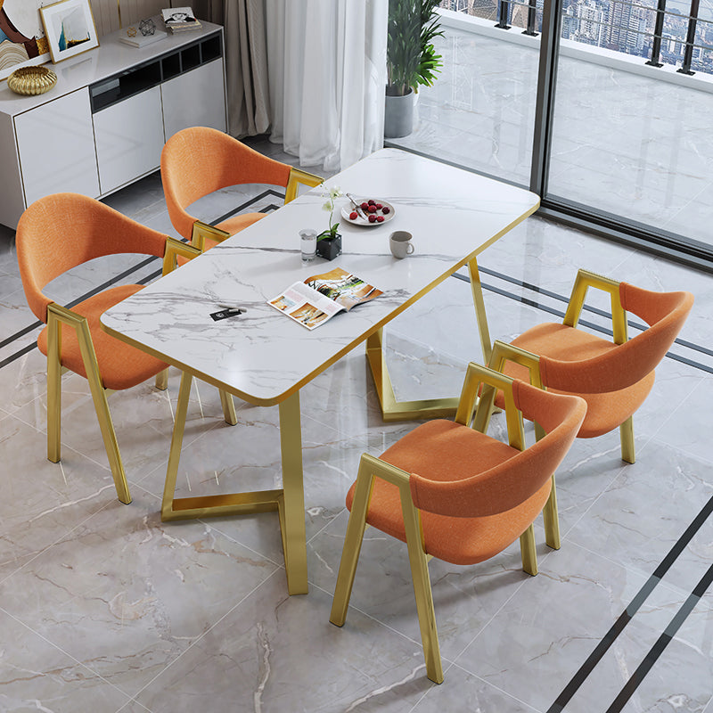 5ピース長方形の形状木製のトップダイニングルームの椅子とテーブルセット