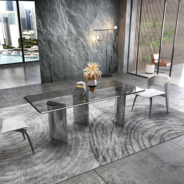 1/2/3 Pieces Modern Rectangle Tempered Glass Top Dining Set for Home
