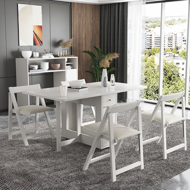 3/5/7ピースモダンな白い木製長方形の折りたたみ折りたたみダイニングセット