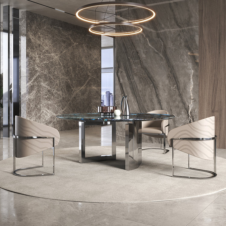 1/4/7 Pieces Stone Top Stainless Steel Base Dining Set for Home Clearhalo 'Dining Room Sets' 'Dining Tables & Seating' 'dining_room_set' 'furn' 'furn_dining_room_set' 'Furniture' 'Kitchen & Dining Furniture' 7807286