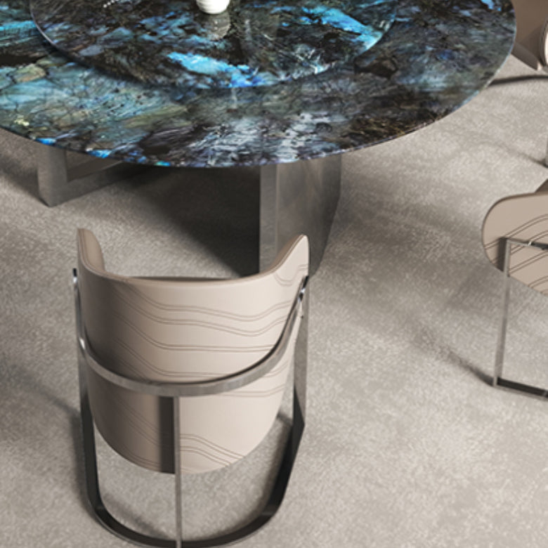 1/4/7 Pieces Stone Top Stainless Steel Base Dining Set for Home Clearhalo 'Dining Room Sets' 'Dining Tables & Seating' 'dining_room_set' 'furn' 'furn_dining_room_set' 'Furniture' 'Kitchen & Dining Furniture' 7807297