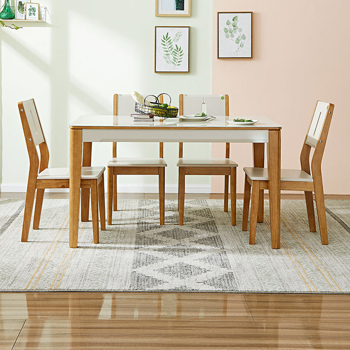 5/7ピースガラストップソリッドウッドフレーム4脚ダイニングセットホーム用