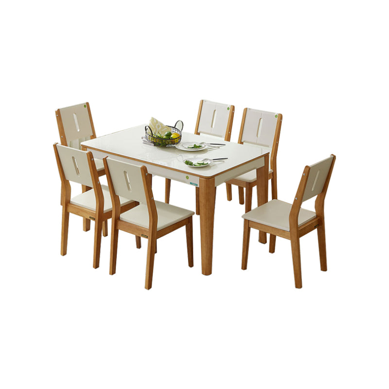 5/7 pièces en verre en bois massif en bois massif 4 jambes Ensemble pour la maison