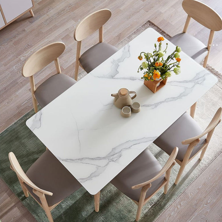 2/5/7 Pieces Modern Rectangle Glass Top Wooden Frame Dining Set for Home