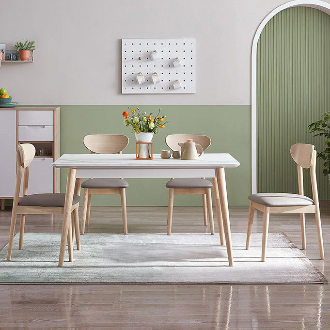 2/5/7 Pieces Modern Rectangle Glass Top Wooden Frame Dining Set for Home