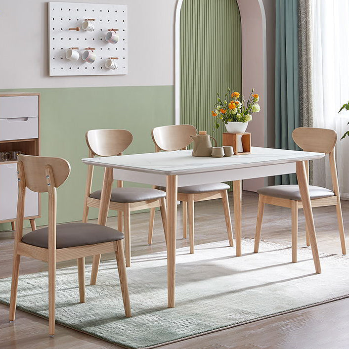 2/5/7 Pieces Modern Rectangle Glass Top Wooden Frame Dining Set for Home