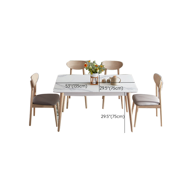 2/5/7 Pieces Modern Rectangle Glass Top Wooden Frame Dining Set for Home