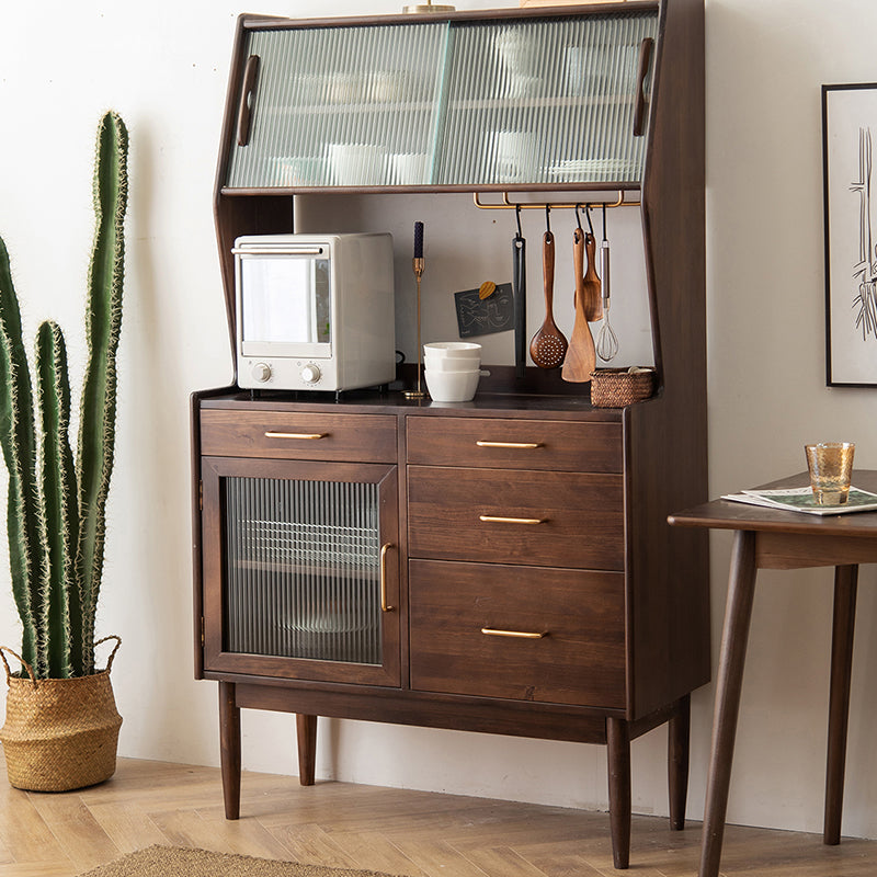 Nordic Style Pine Wood Storage Sideboard Cabinet with Glass Doors Clearhalo 'buffet_sideboard' 'Buffets & Sideboards' 'furn' 'furn_buffet_sideboard' 'Furniture' 'Kitchen & Dining Furniture' 7807455