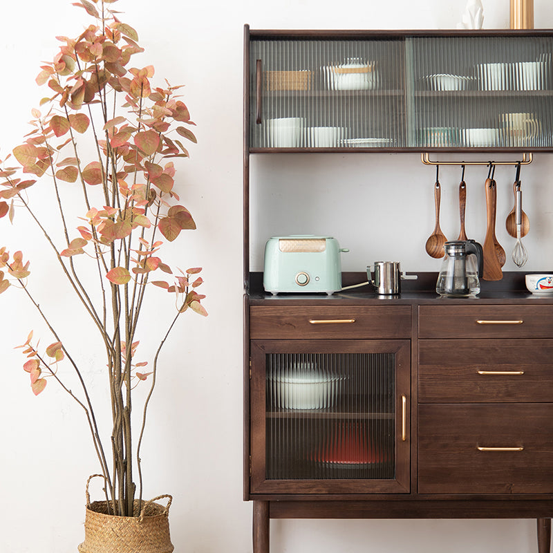 Nordic Style Pine Wood Storage Sideboard Cabinet with Glass Doors Clearhalo 'buffet_sideboard' 'Buffets & Sideboards' 'furn' 'furn_buffet_sideboard' 'Furniture' 'Kitchen & Dining Furniture' 7807466