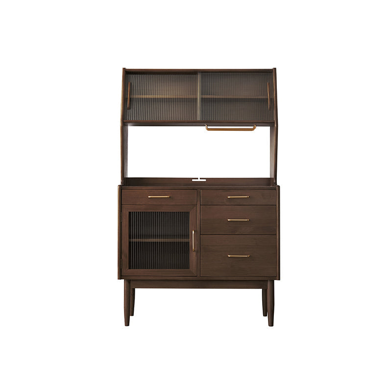 Nordic Style Pine Wood Storage Sideboard Cabinet with Glass Doors Clearhalo 'buffet_sideboard' 'Buffets & Sideboards' 'furn' 'furn_buffet_sideboard' 'Furniture' 'Kitchen & Dining Furniture' 7807469