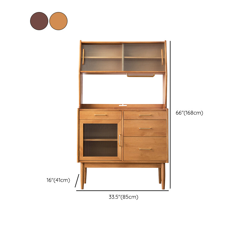 Nordic Style Pine Wood Storage Sideboard Cabinet with Glass Doors Clearhalo 'buffet_sideboard' 'Buffets & Sideboards' 'furn' 'furn_buffet_sideboard' 'Furniture' 'Kitchen & Dining Furniture' 7807471