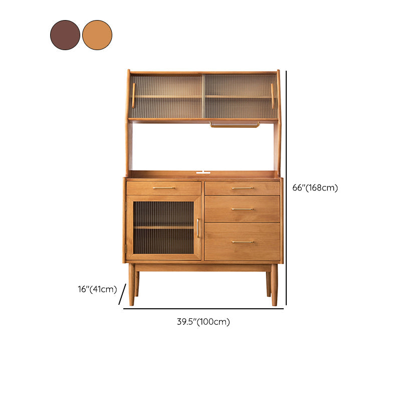 Nordic Style Pine Wood Storage Sideboard Cabinet with Glass Doors Clearhalo 'buffet_sideboard' 'Buffets & Sideboards' 'furn' 'furn_buffet_sideboard' 'Furniture' 'Kitchen & Dining Furniture' 7807472