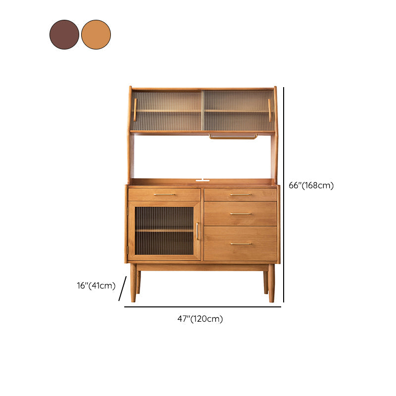 Nordic Style Pine Wood Storage Sideboard Cabinet with Glass Doors Clearhalo 'buffet_sideboard' 'Buffets & Sideboards' 'furn' 'furn_buffet_sideboard' 'Furniture' 'Kitchen & Dining Furniture' 7807473