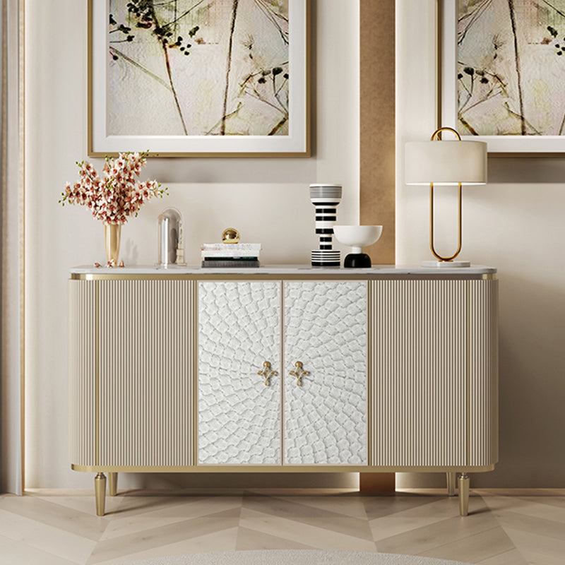 Modern Style Wooden Storage Sideboard Cabinet with Marble Top 71"L x 16"W x 35"H Clearhalo 'buffet_sideboard' 'Buffets & Sideboards' 'furn' 'furn_buffet_sideboard' 'Furniture' 'Kitchen & Dining Furniture' 7807538