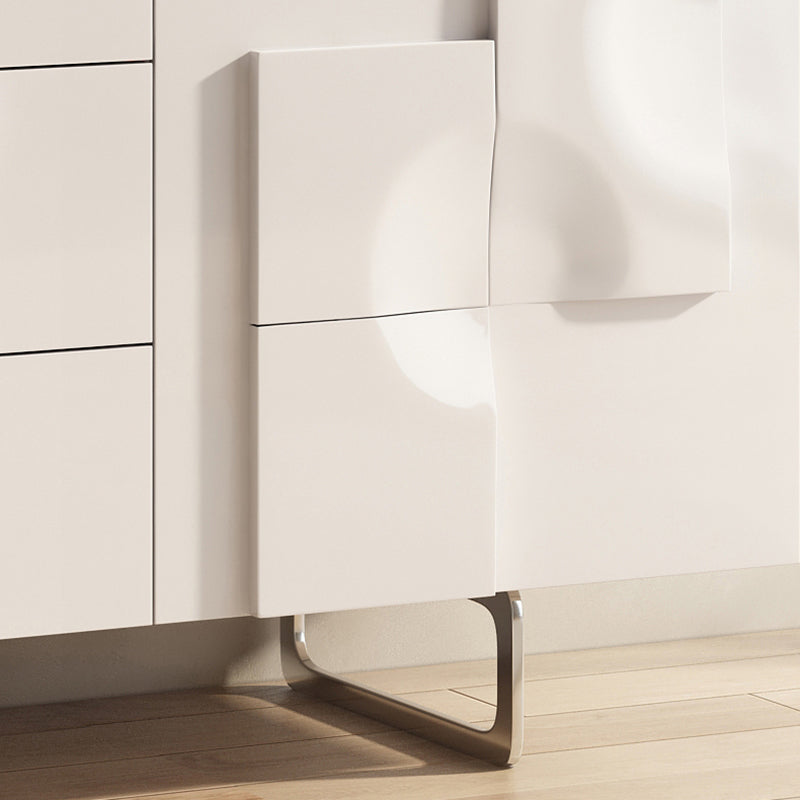 Gabinete aparador de cajones de almacenamiento de madera sólida de estilo nórdico en blanco