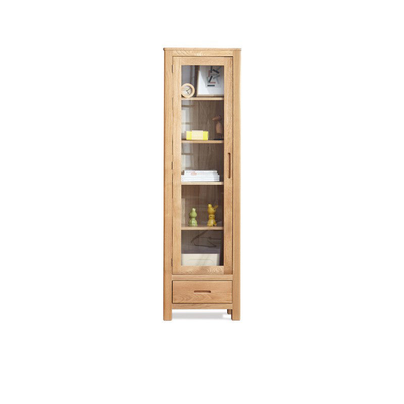 Solid Wood Display Cabinet Modern Style Glass Door with Adjustable Shelf 22"L x 13"W x 75"H Natural Clearhalo 'Display & China Cabinets' 'display_china_cabinets' 'furn' 'furn_display_china_cabinets' 'Furniture' 'Kitchen & Dining Furniture' 7807617