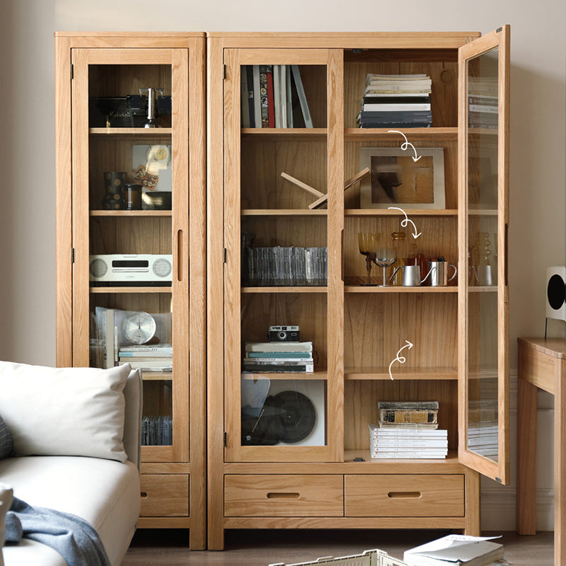 Solid Wood Display Cabinet Modern Style Glass Door with Adjustable Shelf Clearhalo 'Display & China Cabinets' 'display_china_cabinets' 'furn' 'furn_display_china_cabinets' 'Furniture' 'Kitchen & Dining Furniture' 7807621