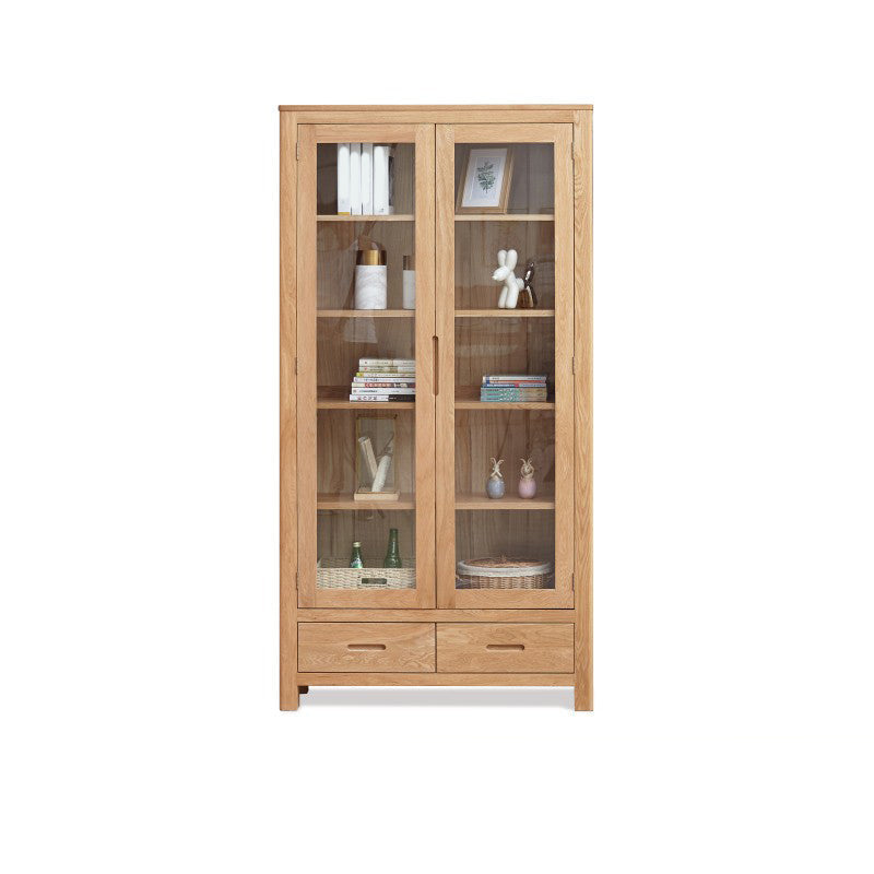 Solid Wood Display Cabinet Modern Style Glass Door with Adjustable Shelf 39"L x 13"W x 75"H Natural Clearhalo 'Display & China Cabinets' 'display_china_cabinets' 'furn' 'furn_display_china_cabinets' 'Furniture' 'Kitchen & Dining Furniture' 7807622