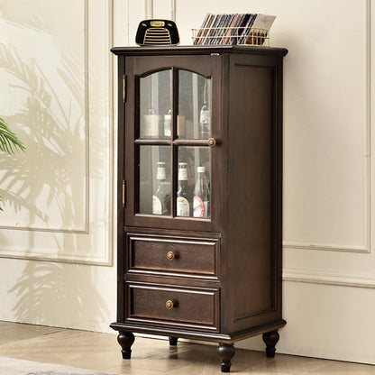 Soporte tradicional de botella de piso de madera maciza con estante en marrón