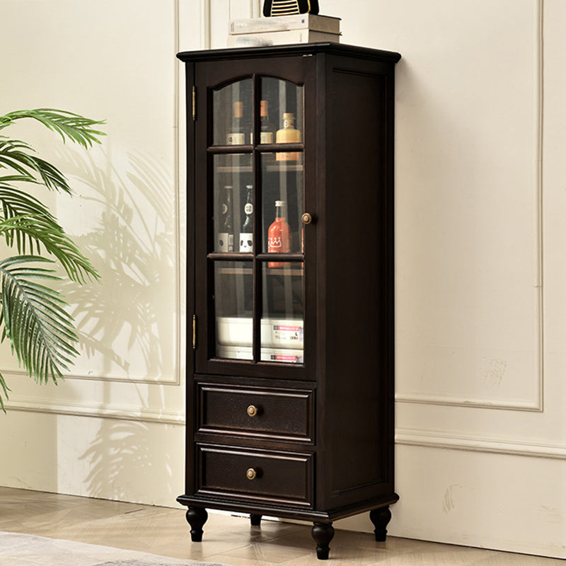 Soporte tradicional de botella de piso de madera maciza con estante en marrón