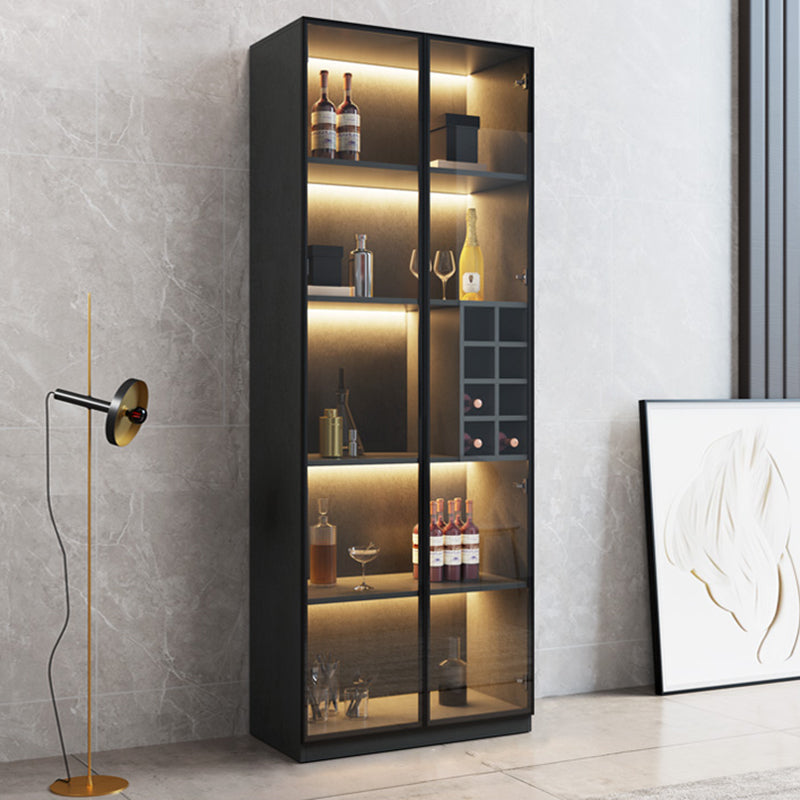 Moderne stijl gefabriceerde houten vloer fleshouder met glazen deur