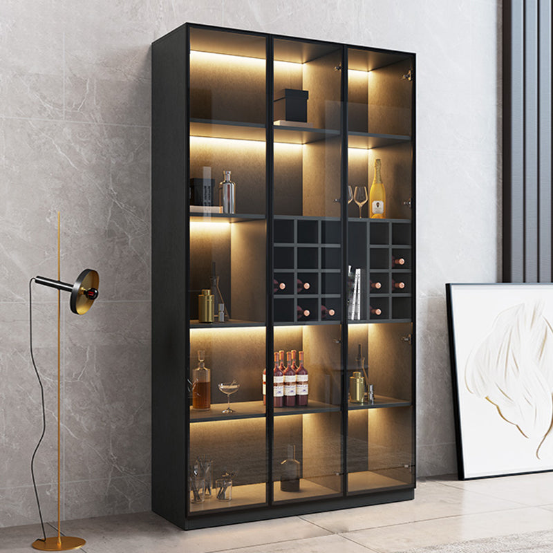 Moderne stijl gefabriceerde houten vloer fleshouder met glazen deur