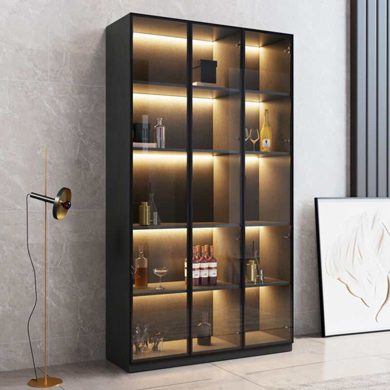 Moderne stijl gefabriceerde houten vloer fleshouder met glazen deur