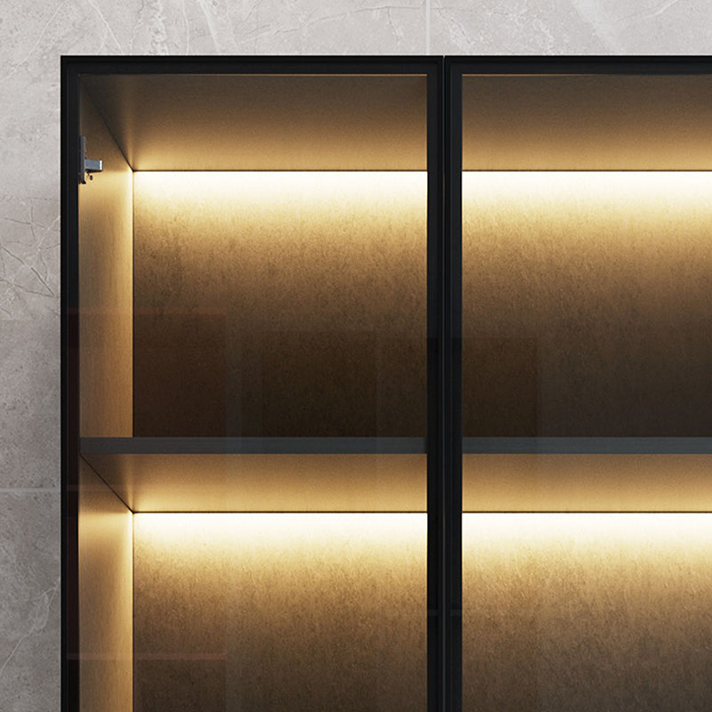 Moderne stijl gefabriceerde houten vloer fleshouder met glazen deur