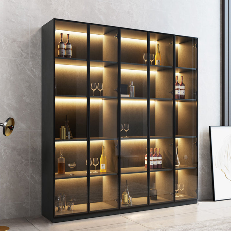 Moderne stijl gefabriceerde houten vloer fleshouder met glazen deur