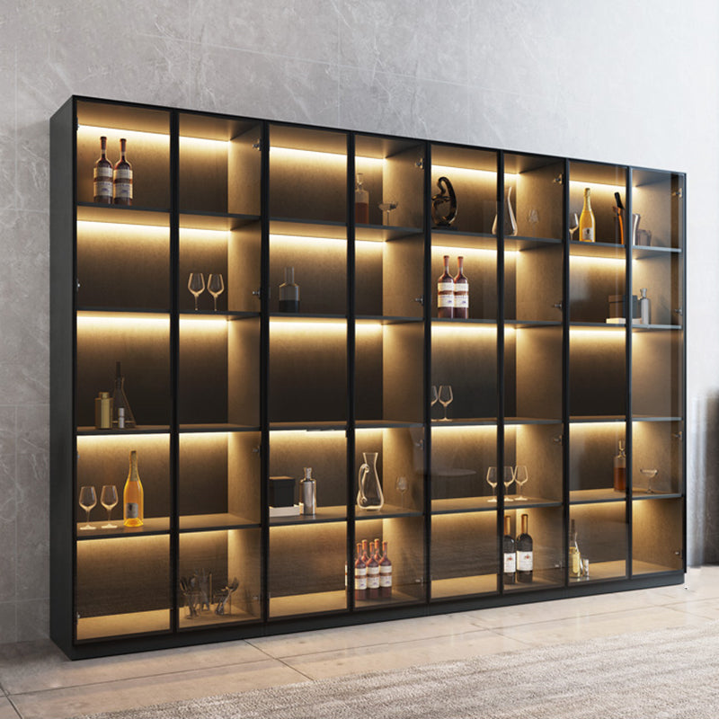 Moderne stijl gefabriceerde houten vloer fleshouder met glazen deur