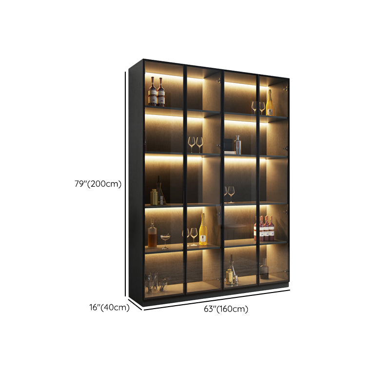 Moderne stijl gefabriceerde houten vloer fleshouder met glazen deur