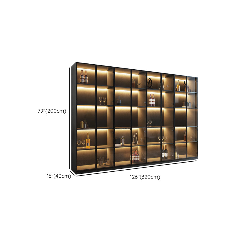 Moderne stijl gefabriceerde houten vloer fleshouder met glazen deur