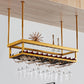 Metal Industrial Wine Holder Rack Hanging with Glass Holder and Storage Shelf Gold 1 Piece Clearhalo 'furn' 'furn_wine_racks' 'Furniture' 'Kitchen & Dining Furniture' 'Wine Racks' 'wine_racks' 7807706
