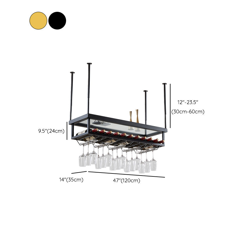 Metal Industrial Wine Holder Rack Hanging with Glass Holder and Storage Shelf Clearhalo 'furn' 'furn_wine_racks' 'Furniture' 'Kitchen & Dining Furniture' 'Wine Racks' 'wine_racks' 7807718