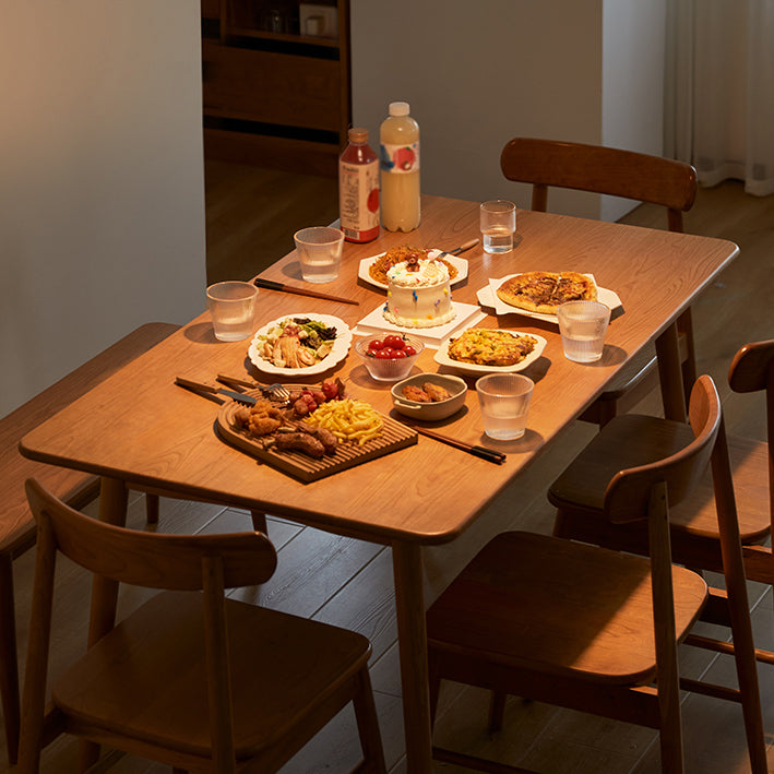 Moderne massief houten rechthoekige ruimtebesparende eettafel met 4 poten