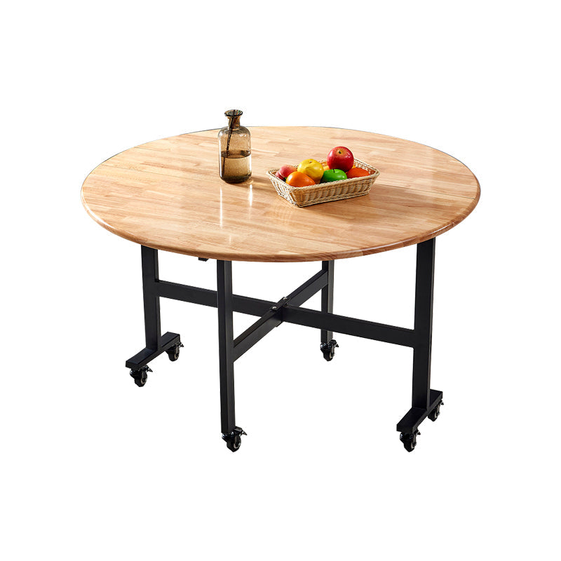 Modern Style Round Solid Wood Dining Table in Natural Color for Dining Room Without Chairs Clearhalo 'Dining Tables & Seating' 'Dining Tables' 'dining_table' 'furn' 'furn_dining_table' 'Furniture' 'Kitchen & Dining Furniture' 7807736