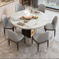 Round Modern Stone Dining Table Extendable for Small Spaces with Storage