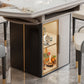 Round Modern Stone Dining Table Extendable for Small Spaces with Storage