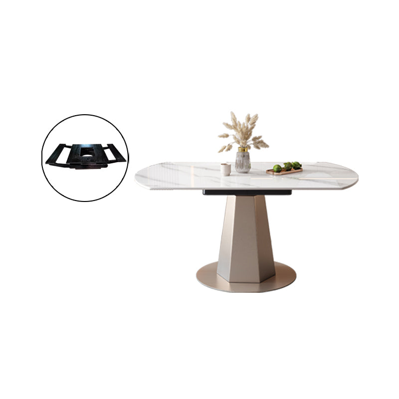 Modern Round Stone Top Dining Table with Pedestal for Living Room