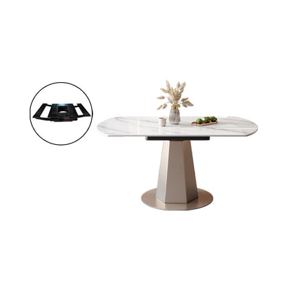 Modern Round Stone Top Dining Table with Pedestal for Living Room