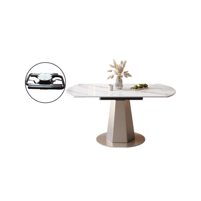 Modern Round Stone Top Dining Table with Pedestal for Living Room