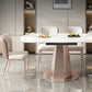 Modern Round Stone Top Dining Table with Pedestal for Living Room