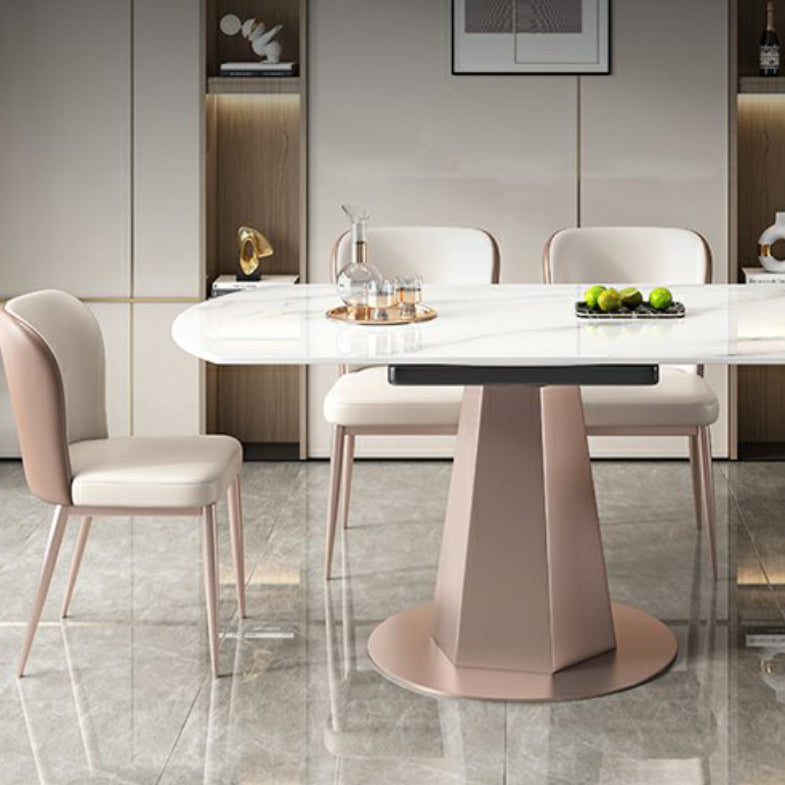 Modern Round Stone Top Dining Table with Pedestal for Living Room