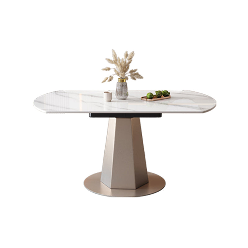 Modern Round Stone Top Dining Table with Pedestal for Living Room