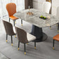 Modern Round Stone Top Dining Table with Pedestal for Living Room