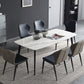 Contemporary Stone Rectangular Dining Table with 4 Steel Foot Clearhalo 'Dining Tables & Seating' 'Dining Tables' 'dining_table' 'furn' 'furn_dining_table' 'Furniture' 'Kitchen & Dining Furniture' 7807785
