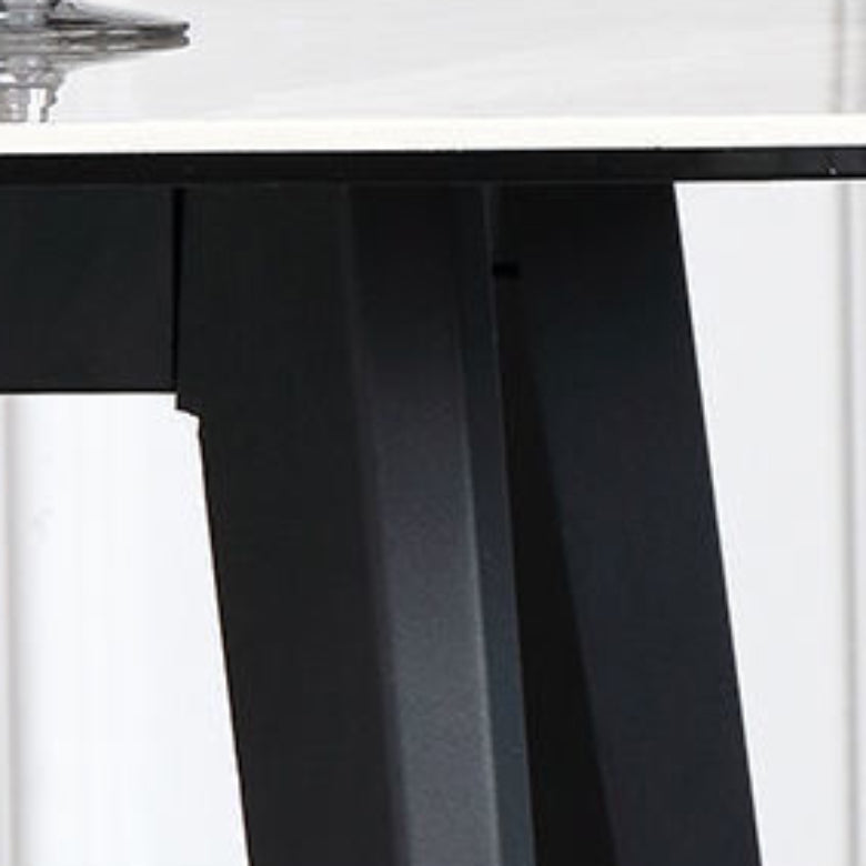 Contemporary Stone Rectangular Dining Table with 4 Steel Foot Clearhalo 'Dining Tables & Seating' 'Dining Tables' 'dining_table' 'furn' 'furn_dining_table' 'Furniture' 'Kitchen & Dining Furniture' 7807791