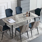 Contemporary Stone Rectangular Dining Table with 4 Steel Foot Clearhalo 'Dining Tables & Seating' 'Dining Tables' 'dining_table' 'furn' 'furn_dining_table' 'Furniture' 'Kitchen & Dining Furniture' 7807792