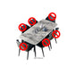 Contemporary Stone Rectangular Dining Table with 4 Steel Foot Clearhalo 'Dining Tables & Seating' 'Dining Tables' 'dining_table' 'furn' 'furn_dining_table' 'Furniture' 'Kitchen & Dining Furniture' 7807798